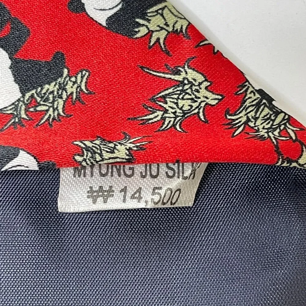 Rene Chagal Italian Design Mens Necktie Giant Panda Red Silk Classic Neck Tie